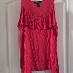 Ashley Stewart Hot Pink Ruffle-Trim Tank